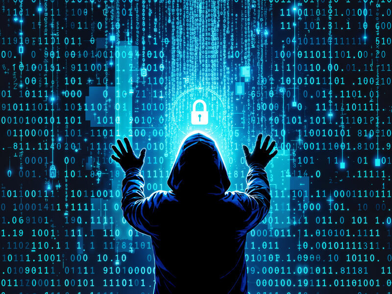 Editorial illustration of business leaders and security analysts reviewing cyber risk dashboards, threat maps, and operational alerts in a modern boardroom.