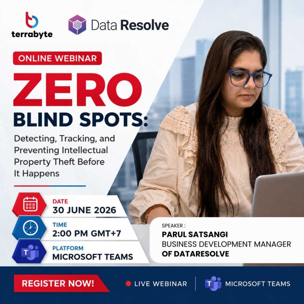 Banner of Webinar of Zero Blind Spots: Detecting, Tracking, and Preventing Intellectual Property Theft Before It Happens