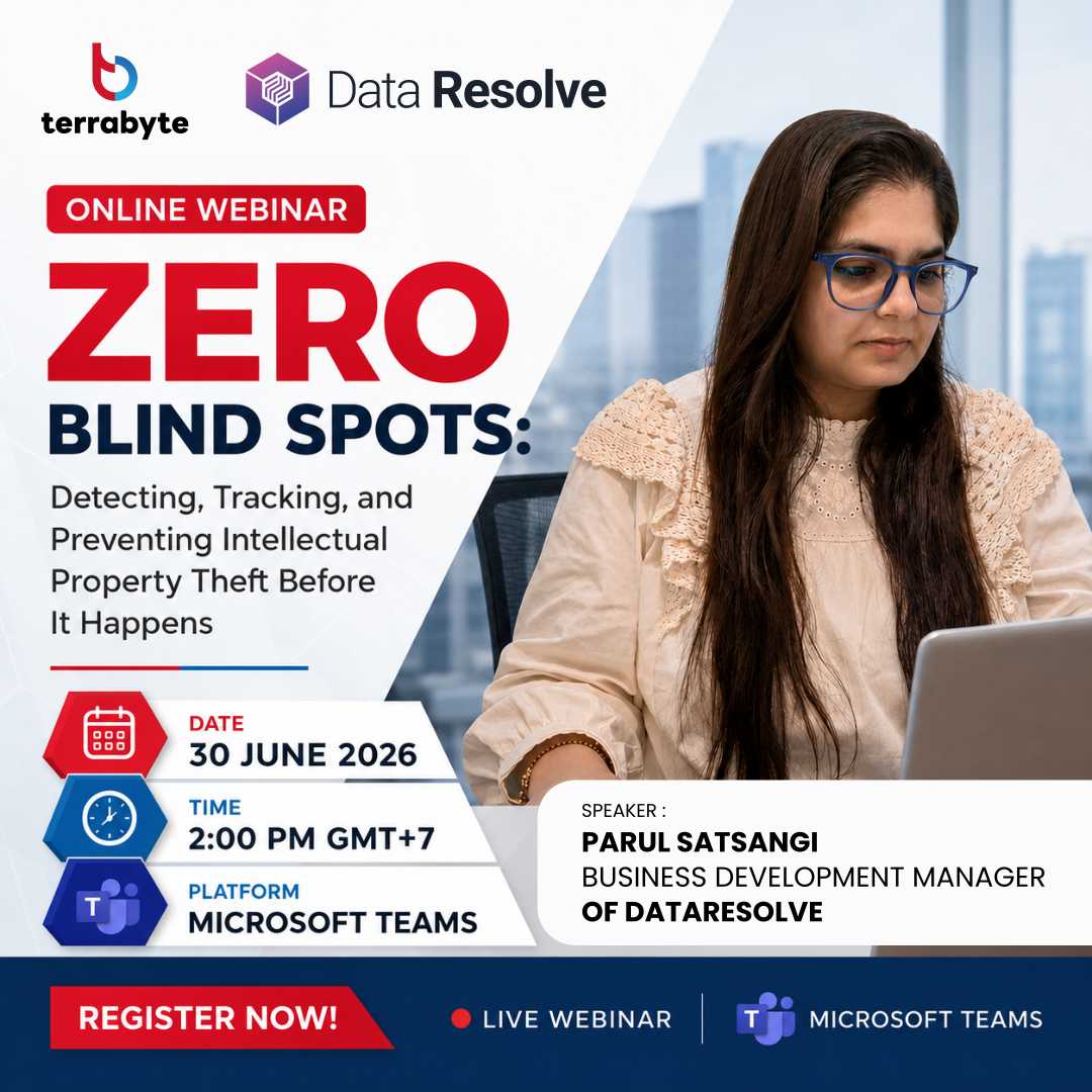 Banner of Webinar of Zero Blind Spots: Detecting, Tracking, and Preventing Intellectual Property Theft Before It Happens